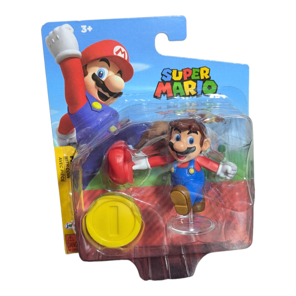 Super Mario Bros. Action Figure Running Mario With Coin - New In Package